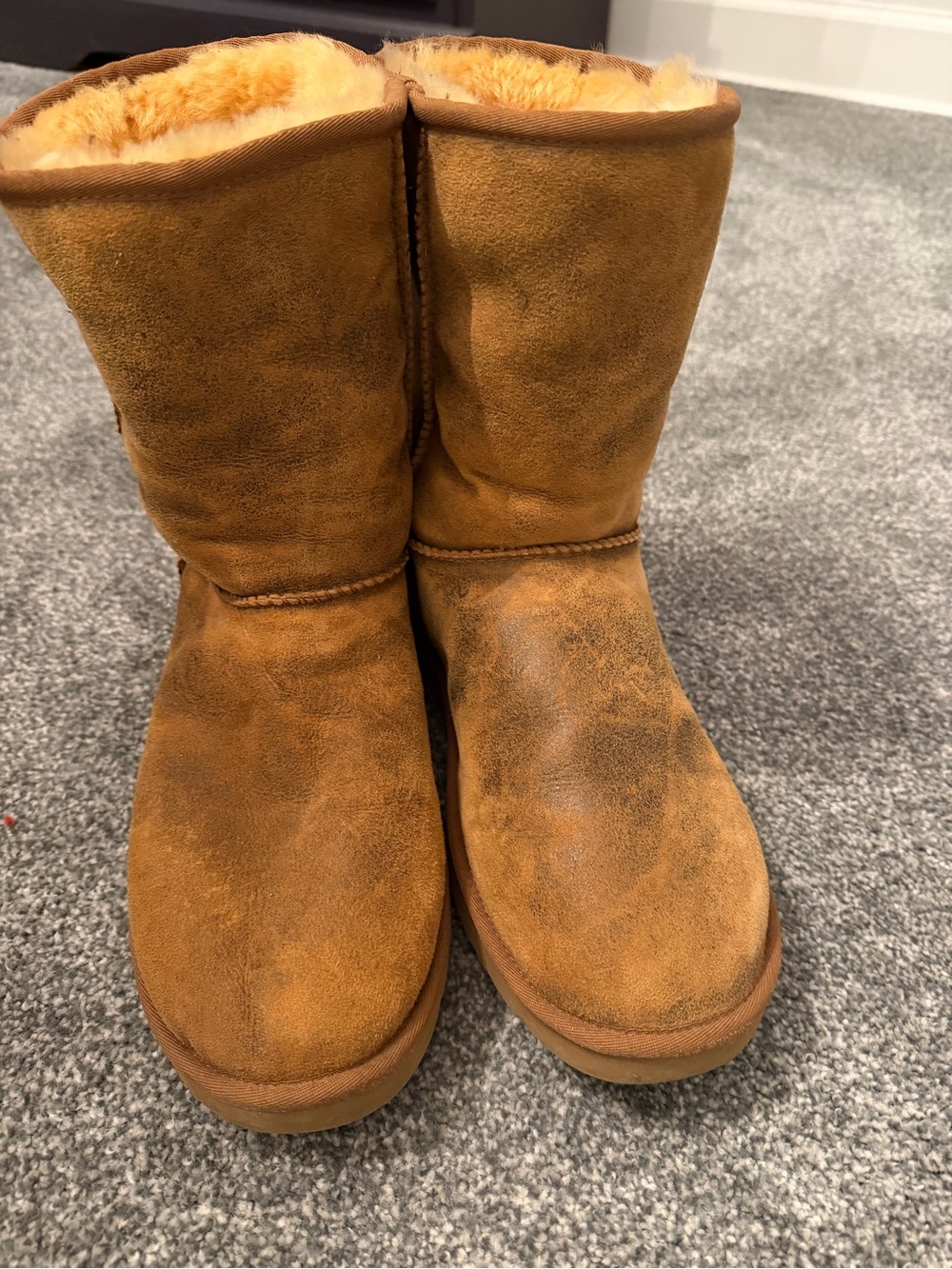 UGG Chestnut Suede Shearling Mid-Calf Boots